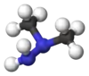 Ball and stick model of unsymmetrical dimethylhydrazine