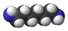 Spacefill model of hexamethylenediamine