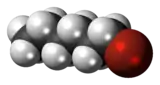 Spacefill model of 1-bromohexane
