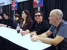 Colleen Clinkenbeard with other cast members of anime Fairy Tail