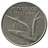 1975 Italian lira coin