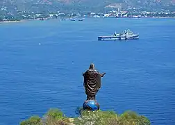 Cristo Rei of Dili atop a summit on a peninsula outside of Dili