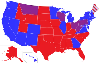 Map of the Senate composition by state and party, as of Jan 8, 2021