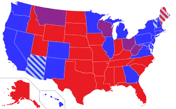 Map of the Senate composition by state and party