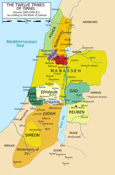 Tribe of Benjamin (light blue, lower centre)