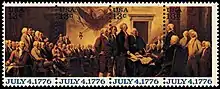 John Trumbull's 1818 oil painting depicting the introduction of the Declaration of Independence to the Continental Congress