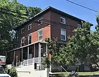 The 1851 brick house at 138 Huntington Street at the corner of Federal Street is a combination of the Greek Revival and Italianate styles