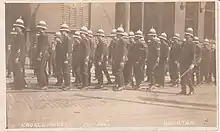 A church parade of the 13th Royal Regiment, Canadian Militia, in 1915