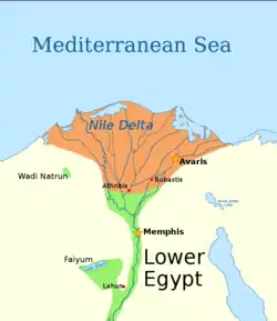Orange shading indicates the territory possibly under control of the 14th Dynasty, according to Ryholt.