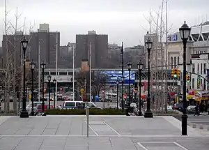 Looking west down East 161st Street from Grand Concourse