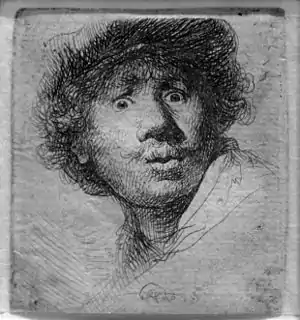 Wide-Eyed Self-Portrait by Rembrandt, 1630