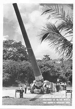 A 16-inch Coastal Defense Gun and crew at Naval Base Panama Canal Zone in 1939.