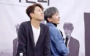 J-Walk in May 2017  From left to right: Jang Su-won, Kim Jae-duck