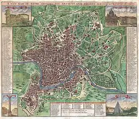 A map of Rome by Senex (1721)