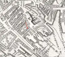 Detail of 1743 map of Boston, showing Merchants Row