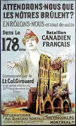Poster showing Reims Cathedral asks French Canadians to enrol.