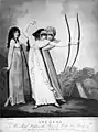 Two English girls practice archery, 1799
