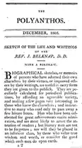 Polyanthos no.1, December 1805; published by J.T. Buckingham, Winter Street, Boston