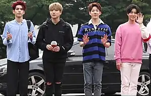 Day6 in June 2018From left to right: Wonpil, Sungjin, Dowoon, and Young K