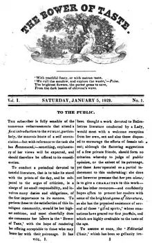 Bower of Taste v.1, no.1, January 5, 1828