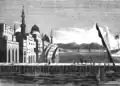 A depiction by a foreign traveler of the Tigris River as well as the al-Kat’a Bridge and the Madrasa from an American Magazine, 1834.