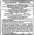 Advertisement for "Timour the Tartar" and "Cavern of Death," 1843