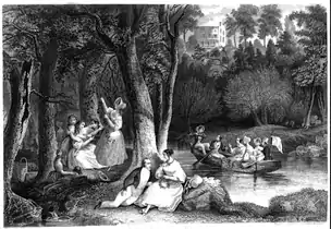 From: Graham's Magazine, Oct. 1844. Illustration to Charles J. Peterson's "The Pic-Nic: a Story of the Wissahicken."
