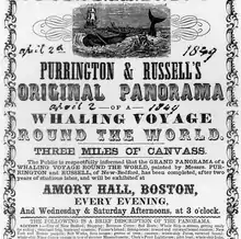 Advertisement for performance at Boston's Amory Hall of Whaling Voyage Round the World, 1849