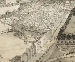 Overview of Beacon Hill, with Charles St. at water's edge, 1850