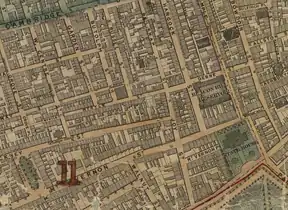 1852 map of Beacon Hill area, with location of reservoir