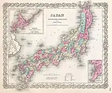 Map of Japan at the end of the Edo period published in the United States in 1855.