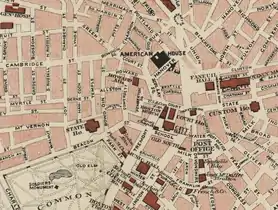 Detail of 1883 map of Boston, showing location of the Howard