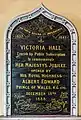 Commemorative plaque for the 1888 opening of the Victoria Hall