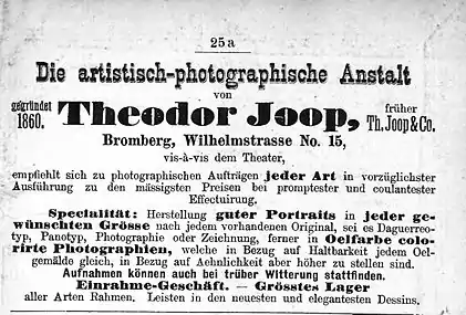Advertising for Th. Joop in 1890
