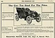 1904 Reliance Model Two Touring car advertisement in the Horseless Age magazine