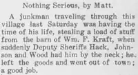South Side messenger Newspaper Clipping, Nassau County Deputy Sheriff's Foil Barn Thief, Circa 1910.