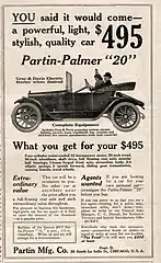 1914 Partin-Palmer Model 20 advertisement in Horseless Age Magazine