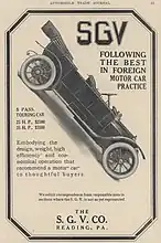 1913 SGV Touring Car advertisement - Automobile Trade Journal