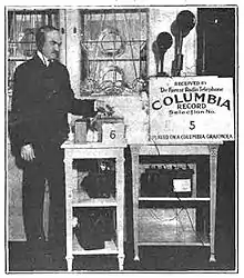 Image 2Lee DeForest broadcasting Columbia phonograph records on pioneering New York station 2XG, in 1916 (from History of broadcasting)