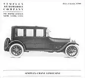 1918 Simplex Crane Model 5 - Simplex Limousine body.  This image was used again for the 1921 Handbook of Automobiles.