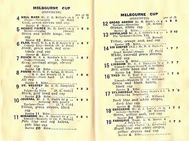 1934 VRC Melbourne Cup racebook.