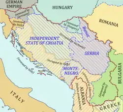 Map showing the occupation and partition of Yugoslavia in 1941