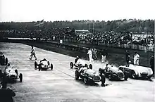 Start of this race, including two Ferraris (#2 and #4)