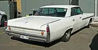 1963 Pontiac Parisienne Sport Sedan (Australia). Rear trim is similar to U.S. Catalina, while front trim is close to the Bonneville.  Note amber turn lenses and right-hand drive to conform to Australian safety standards.