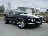 1967 Chevrolet Camaro SS convertible (with user-added Z/28 stripes, non-standard white letter tires)