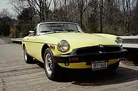 Front view of a 1975 MGB rubber bumper series