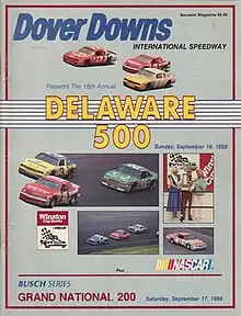 The 1988 Delaware 500 program cover.
