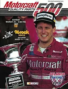 The 1988 Motorcraft Quality Parts 500 program cover, featuring Ricky Rudd.