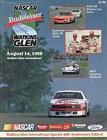 The 1988 The Budweiser at The Glen program cover, featuring Alan Kulwicki.