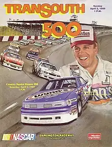 The 1989 TranSouth 500 program cover, featuring Lake Speed.